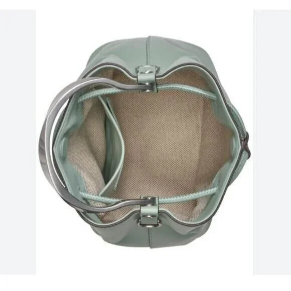 Donna Karan NY Lawrence smooth leather bucket crossbody bag -Jade/Sage USED - Picture 16 of 16